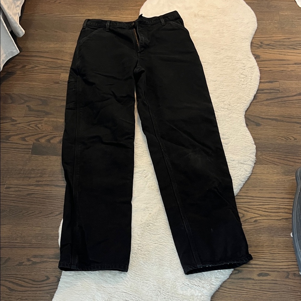 Men’s Carhartt Black Straight-Leg flannel lined jeans